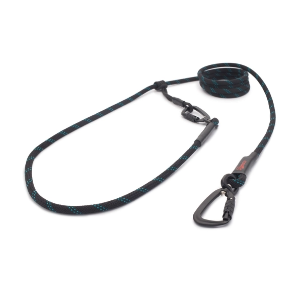 EASYLONG Hundeleine TWIST - M - 3,5m - schwarz mit blauen Linien